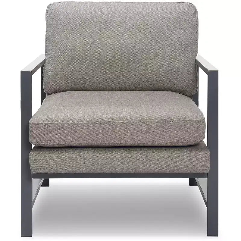 Russell Bronze Metal Frame Accent Chair Gray - Finch: Upholstered Polyester, Modern Club Chair with 250lb Capacity