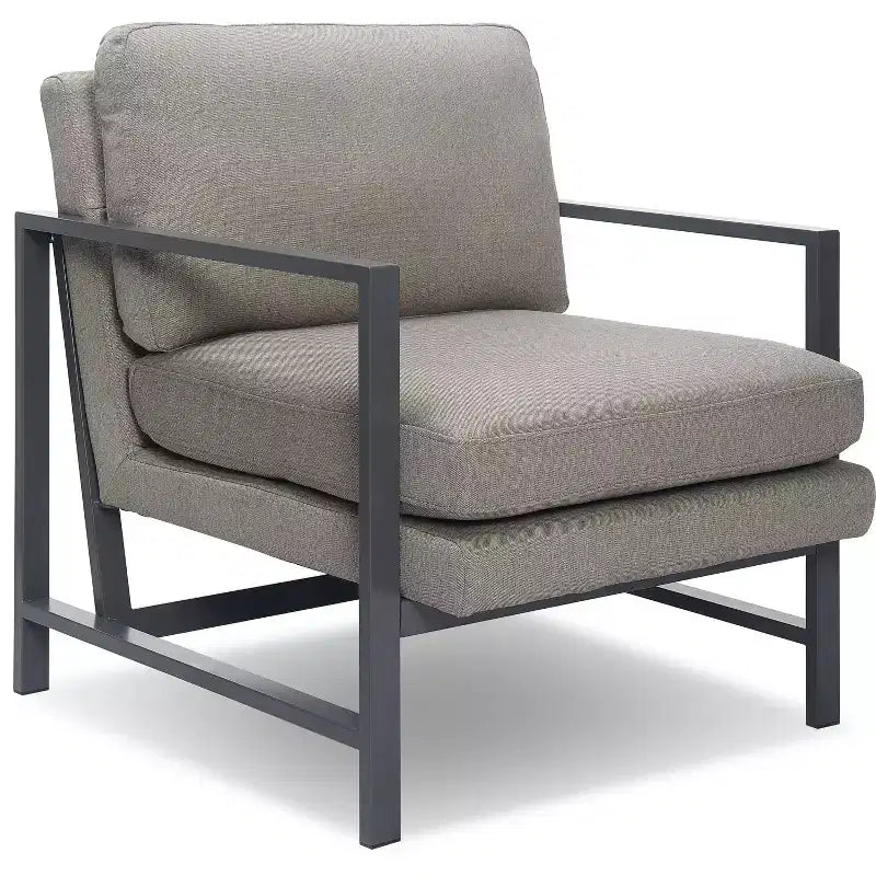 Fauteuil d'appoint Russell à structure en métal bronze gris - Finch : Polyester capitonné, Fauteuil club moderne avec capacité de 113 kg