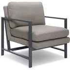 Fauteuil d'appoint Russell à structure en métal bronze gris - Finch : Polyester capitonné, Fauteuil club moderne avec capacité de 113 kg