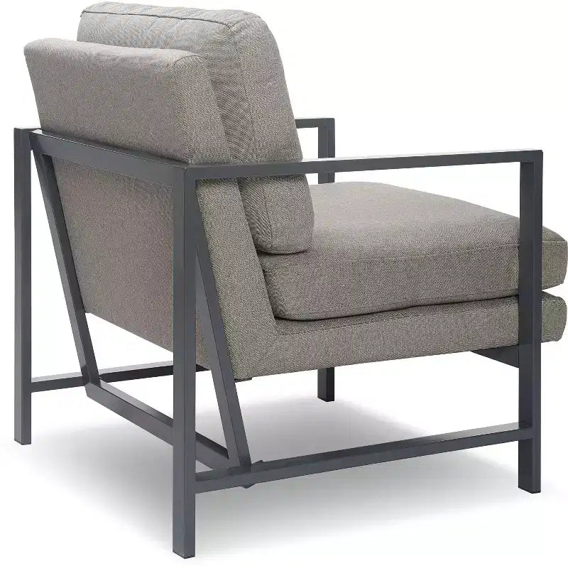 Fauteuil d'appoint Russell à structure en métal bronze gris - Finch : Polyester capitonné, Fauteuil club moderne avec capacité de 113 kg
