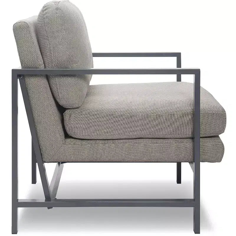 Fauteuil d'appoint Russell à structure en métal bronze gris - Finch : Polyester capitonné, Fauteuil club moderne avec capacité de 113 kg