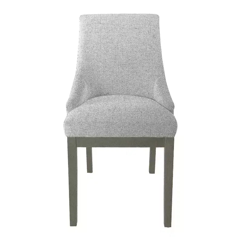 HomePop Chaise d'appoint rembourrée Neutre : Chaise d'appoint sans accoudoirs en polyester, dossier incurvé, cadre en contreplaqué