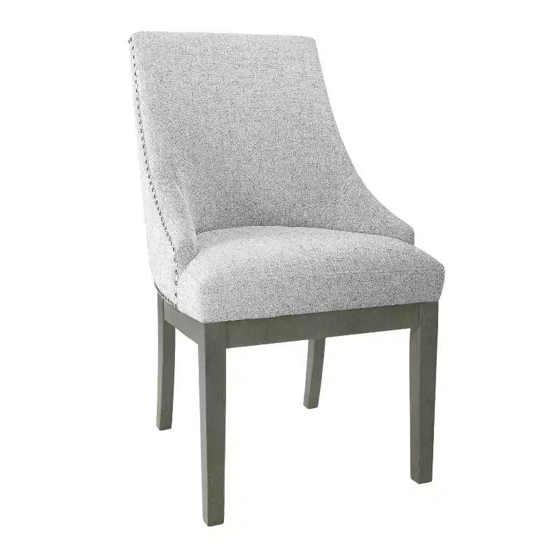 HomePop Chaise d'appoint rembourrée Neutre : Chaise d'appoint sans accoudoirs en polyester, dossier incurvé, cadre en contreplaqué