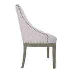 HomePop Chaise d'appoint rembourrée Neutre : Chaise d'appoint sans accoudoirs en polyester, dossier incurvé, cadre en contreplaqué