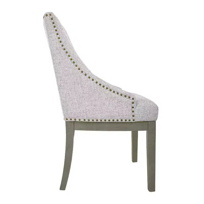 HomePop Chaise d'appoint rembourrée Neutre : Chaise d'appoint sans accoudoirs en polyester, dossier incurvé, cadre en contreplaqué