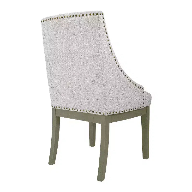 HomePop Chaise d'appoint rembourrée Neutre : Chaise d'appoint sans accoudoirs en polyester, dossier incurvé, cadre en contreplaqué