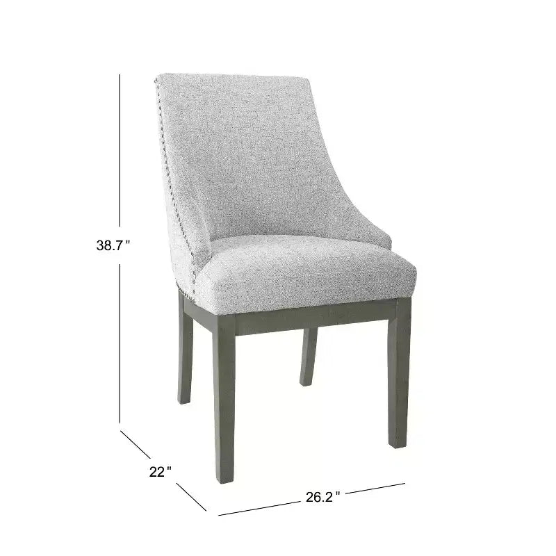 HomePop Chaise d'appoint rembourrée Neutre : Chaise d'appoint sans accoudoirs en polyester, dossier incurvé, cadre en contreplaqué