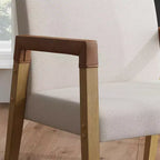 Fauteuil d'appoint rembourré en bois et similicuir 30" brun clair brossé/lin/châtaigne - Nathan James