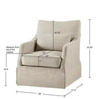 Martha Stewart London Chaise pivotante à jupe en beige texturé : Style champêtre, revêtement en polyester, cadre en bois