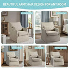 Martha Stewart London Chaise pivotante à jupe en beige texturé : Style champêtre, revêtement en polyester, cadre en bois