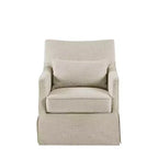 Martha Stewart London Chaise pivotante à jupe en beige texturé : Style champêtre, revêtement en polyester, cadre en bois