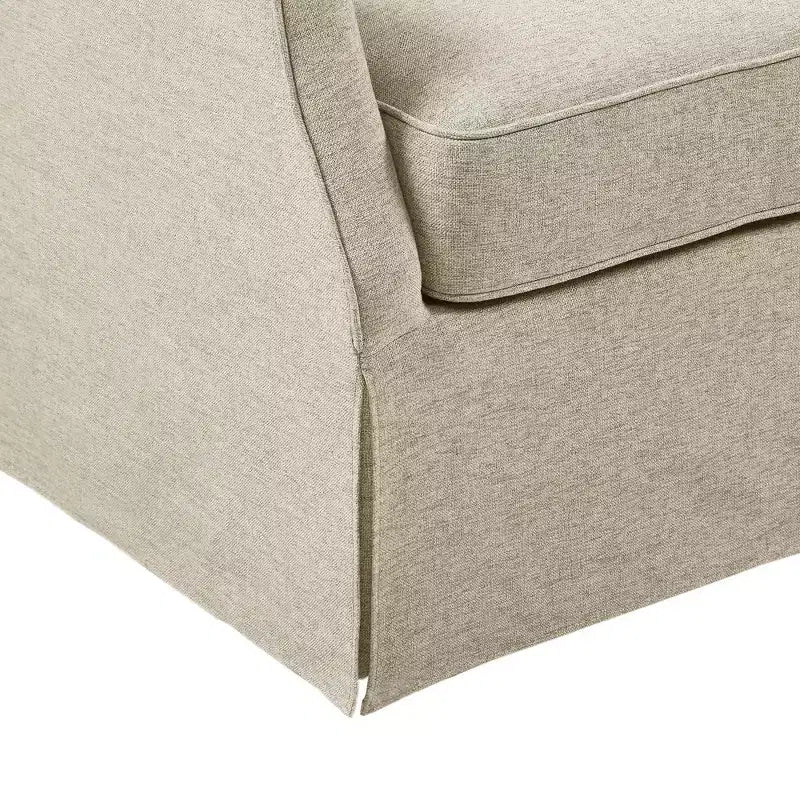 Martha Stewart London Chaise pivotante à jupe en beige texturé : Style champêtre, revêtement en polyester, cadre en bois