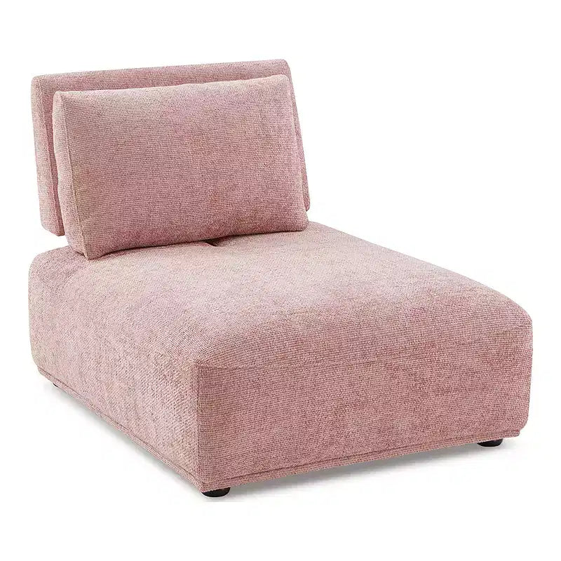 HOMES: Inside + Out Povoa Fauteuil modulaire moderne sans accoudoirs en chenille avec dossier extensible rose