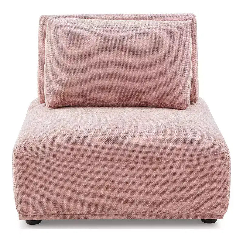 HOMES: Inside + Out Povoa Fauteuil modulaire moderne sans accoudoirs en chenille avec dossier extensible rose