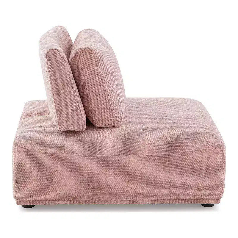 HOMES: Inside + Out Povoa Fauteuil modulaire moderne sans accoudoirs en chenille avec dossier extensible rose