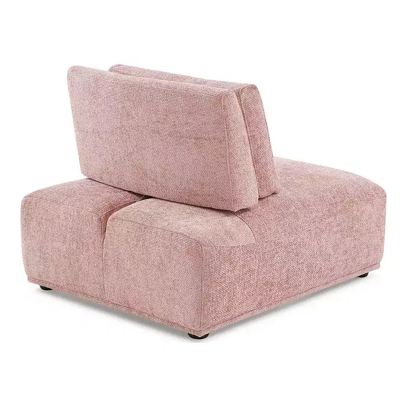 HOMES: Inside + Out Povoa Fauteuil modulaire moderne sans accoudoirs en chenille avec dossier extensible rose