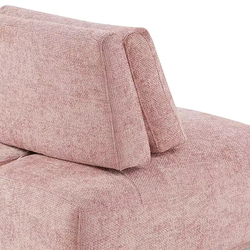 HOMES: Inside + Out Povoa Fauteuil modulaire moderne sans accoudoirs en chenille avec dossier extensible rose