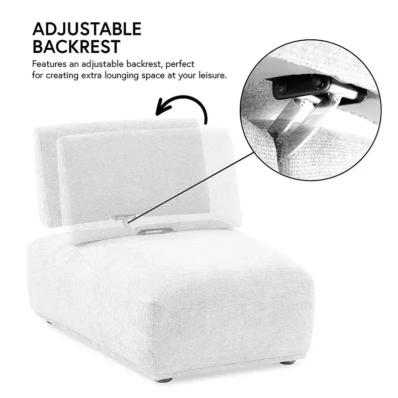 HOMES: Inside + Out Povoa Fauteuil modulaire moderne sans accoudoirs en chenille avec dossier extensible rose