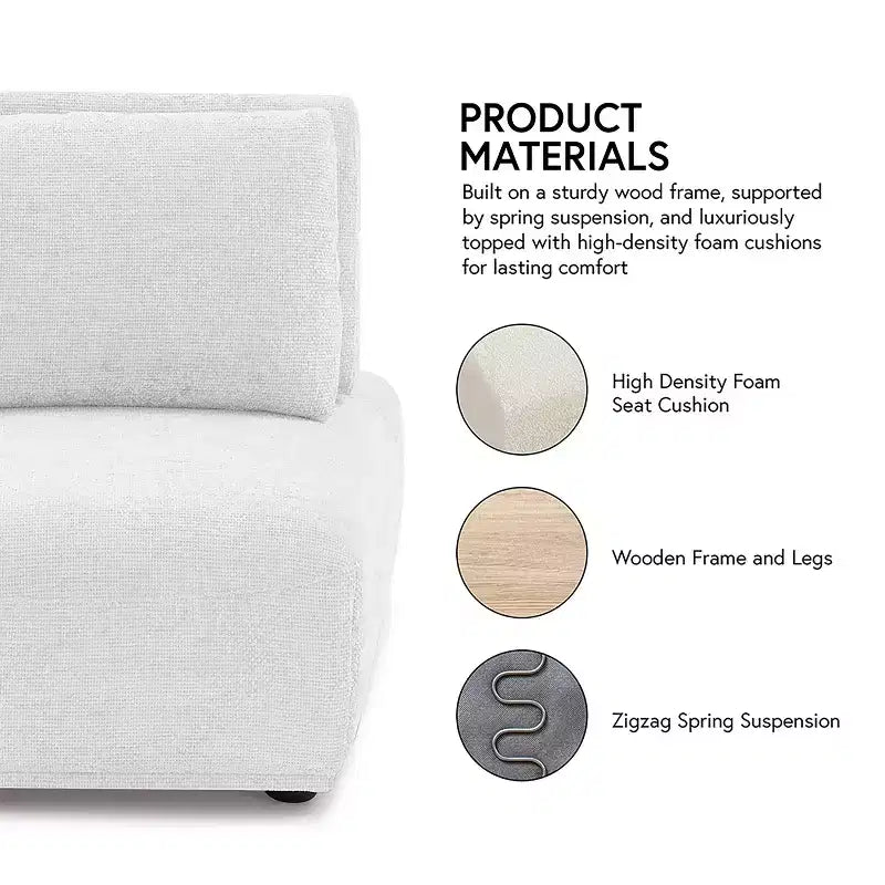 HOMES: Inside + Out Povoa Fauteuil modulaire moderne sans accoudoirs en chenille avec dossier extensible rose