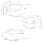 Canapé deux places avec pouf WyndenHall Biggs gris pâle