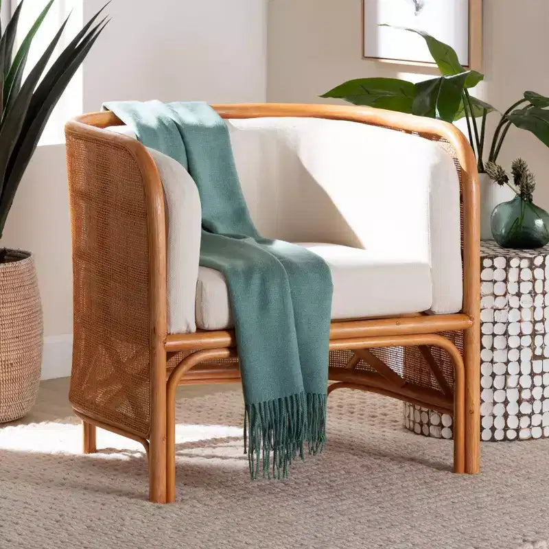 Chaise d'appoint en rotin clair couleur miel bali & pari Bandung