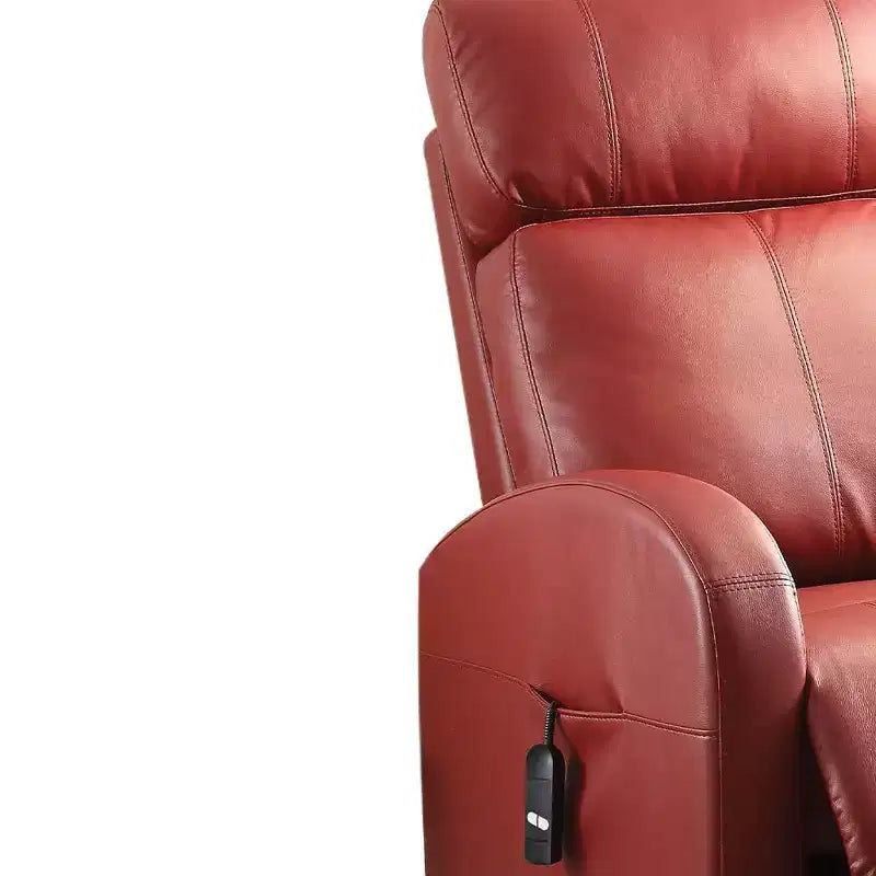 Canapé inclinable électrique Ricardo en cuir synthétique rouge Acme Furniture