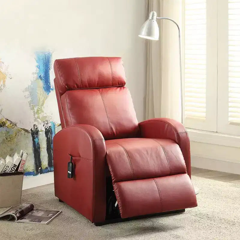 Canapé inclinable électrique Ricardo en cuir synthétique rouge Acme Furniture