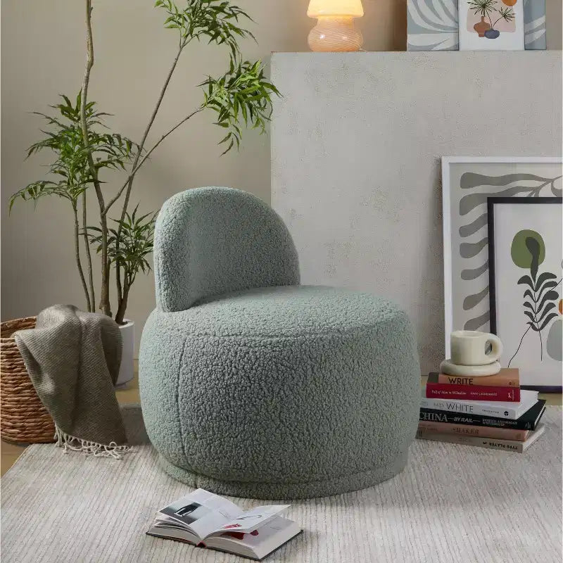 Chaise d'appoint LumiSource Kimi en fausse fourrure de mouton verte
