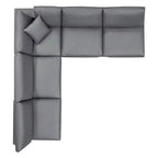 Ensemble de canapé d'angle en cuir végétalien 5 places rembourré en duvet Commix gris – Modway : Confort moelleux, mobilier de maison moderne