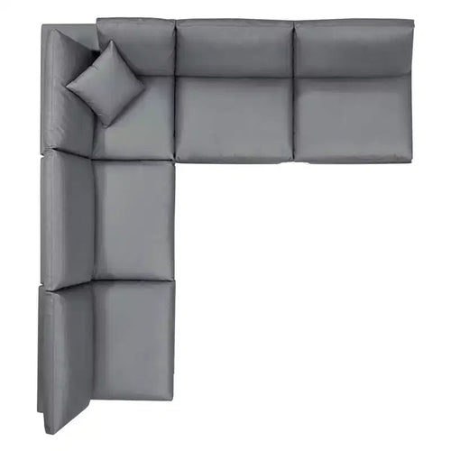 Ensemble de canapé d'angle en cuir végétalien 5 places rembourré en duvet Commix gris – Modway : Confort moelleux, mobilier de maison moderne
