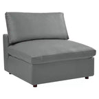 Ensemble de canapé d'angle en cuir végétalien 5 places rembourré en duvet Commix gris – Modway : Confort moelleux, mobilier de maison moderne