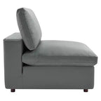 Ensemble de canapé d'angle en cuir végétalien 5 places rembourré en duvet Commix gris – Modway : Confort moelleux, mobilier de maison moderne