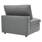 Ensemble de canapé d'angle en cuir végétalien 5 places rembourré en duvet Commix gris – Modway : Confort moelleux, mobilier de maison moderne