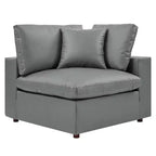 Ensemble de canapé d'angle en cuir végétalien 5 places rembourré en duvet Commix gris – Modway : Confort moelleux, mobilier de maison moderne