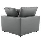 Ensemble de canapé d'angle en cuir végétalien 5 places rembourré en duvet Commix gris – Modway : Confort moelleux, mobilier de maison moderne