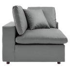 Ensemble de canapé d'angle en cuir végétalien 5 places rembourré en duvet Commix gris – Modway : Confort moelleux, mobilier de maison moderne