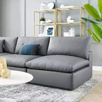 Ensemble de canapé d'angle en cuir végétalien 5 places rembourré en duvet Commix gris – Modway : Confort moelleux, mobilier de maison moderne