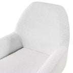 Fauteuil bouclé de style Mid-century Polaris Comfort Pointe blanc : Coussins déhoussables, cadre en bois, capacité de 136 kg, chambre et salon