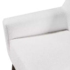 Fauteuil bouclé de style Mid-century Polaris Comfort Pointe blanc : Coussins déhoussables, cadre en bois, capacité de 136 kg, chambre et salon