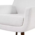 Fauteuil bouclé de style Mid-century Polaris Comfort Pointe blanc : Coussins déhoussables, cadre en bois, capacité de 136 kg, chambre et salon