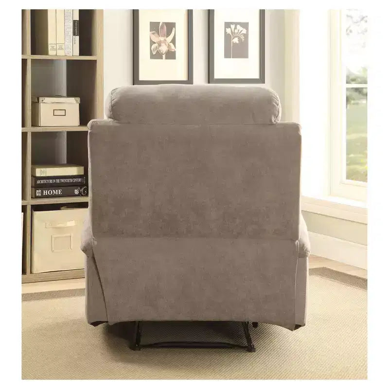 Rosia Fauteuil Inclinable à Levier Latéral Gris - Acme Furniture : Microfibre, Poignée Latérale, Porte-gobelets