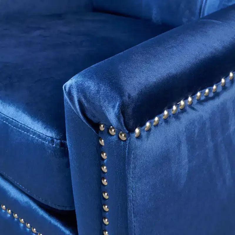 Fauteuil de club capitonné en velours Jaclyn - Bleu marine - Christopher Knight Home