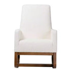 Yashiya Boucle Upholstered and Wood Rocking Chair Off White/Walnut Brown - Baxton Studio