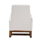 Fauteuil à bascule Yashiya rembourré en tissu bouclé et bois blanc cassé/noyer marron - Baxton Studio