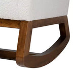 Fauteuil à bascule Yashiya rembourré en tissu bouclé et bois blanc cassé/noyer marron - Baxton Studio