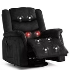 Fauteuil inclinable COMHOMA avec chauffage et massage, pivotant à 360 degrés, en tissu, à bascule, noir