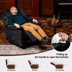 Fauteuil inclinable COMHOMA avec chauffage et massage, pivotant à 360 degrés, en tissu, à bascule, noir