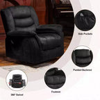 Fauteuil inclinable COMHOMA avec chauffage et massage, pivotant à 360 degrés, en tissu, à bascule, noir