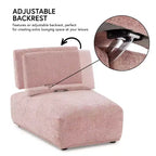 HOMES: Inside + Out Povoa, Chaise sans accoudoirs trapézoïdale modulaire moderne en chenille avec dossier extensible, Rose