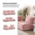 HOMES: Inside + Out Povoa, Chaise sans accoudoirs trapézoïdale modulaire moderne en chenille avec dossier extensible, Rose